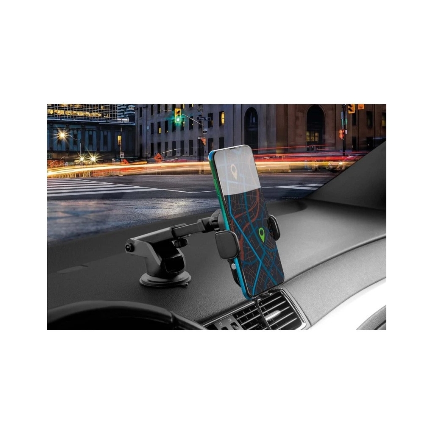 Aligator HAK2 - Soporte para teléfono de coche con cierre automático y carga inalámbrica Qi de 15 W, negro