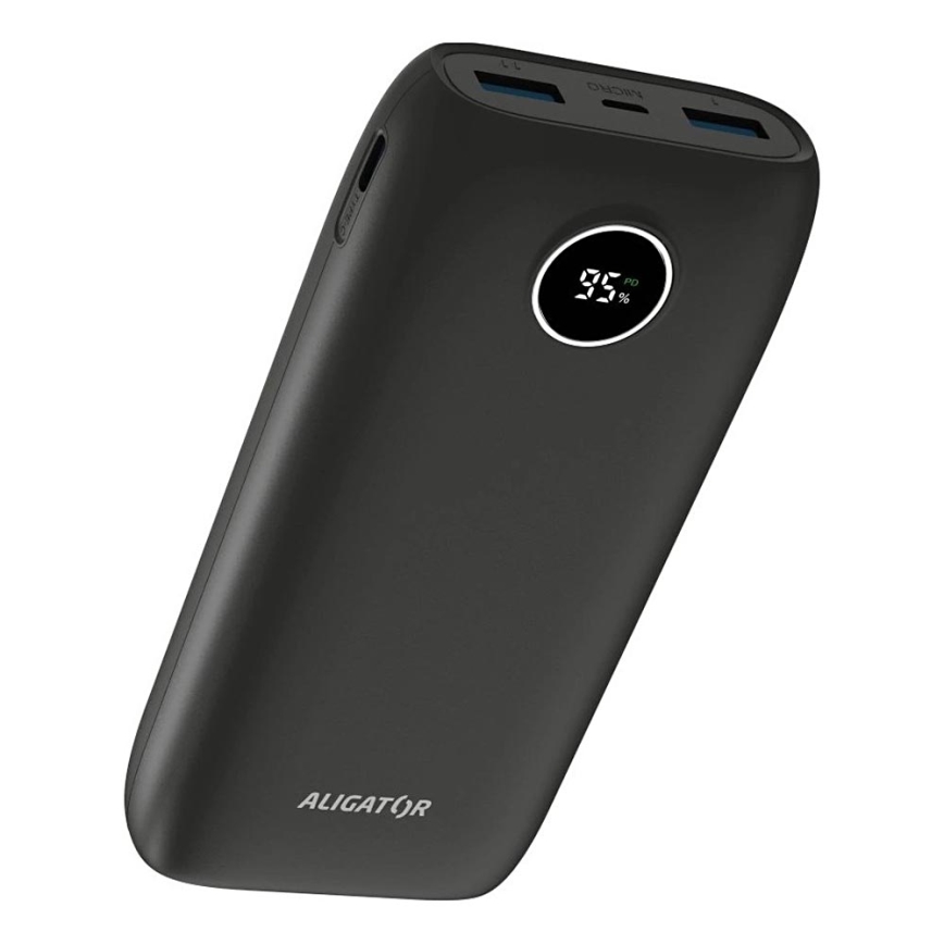 Aligator PBPD20BK - Power Bank con pantalla LCD Power Delivery 20000 mAh/20W/3,7V negro