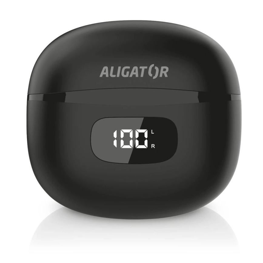 Aligator TWS08BK - Auriculares inalámbricos con ANC, batería de 200 mAh + 2x 30 mAh, IP40, color negro