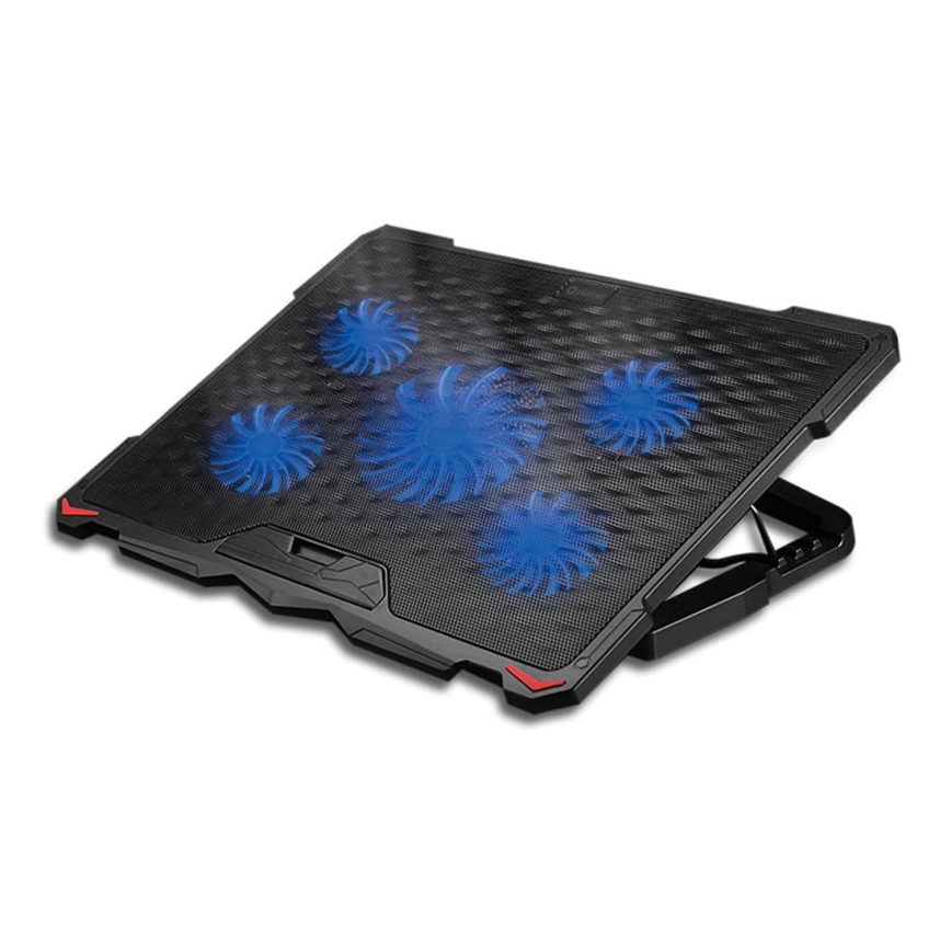 Almohadilla de refrigeración para portátil 5x ventilador 2xUSB negro