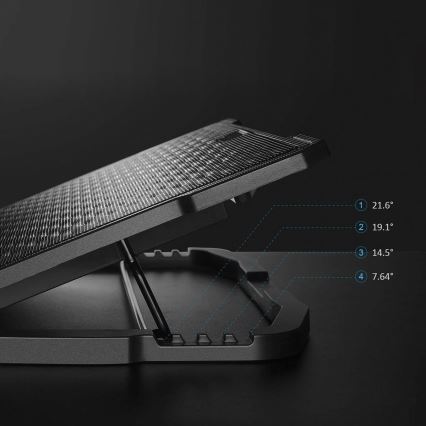 Almohadilla de refrigeración para portátil 5x ventilador 2xUSB negro