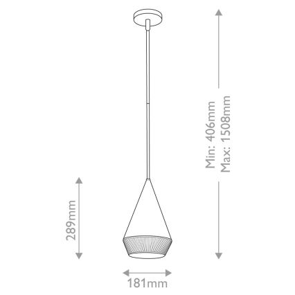 Alora Mood - Lámpara de suspensión con varilla DAPHNE 1xE27/60W/230V Ø 18,1 cm negro/marrón