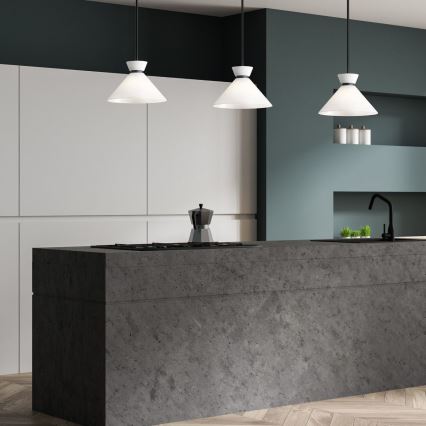 Alora Mood - Lámpara colgante con varilla HALSTON 1xE27/60W/230V negra
