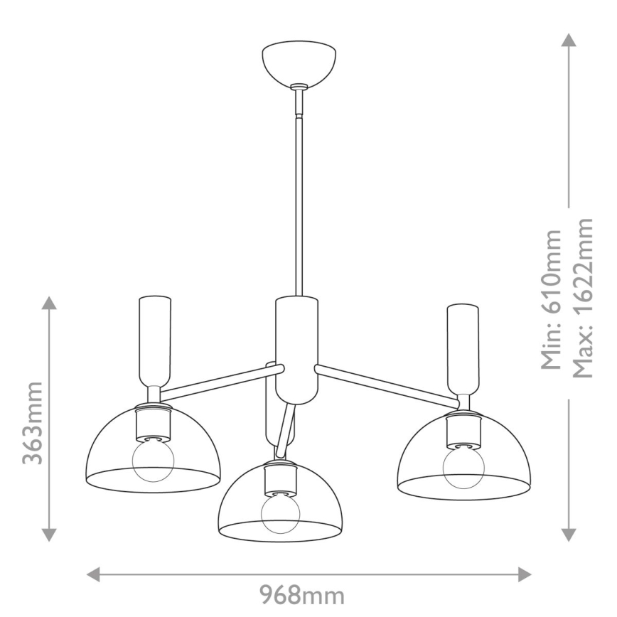 Alora Mood - Lámpara de techo con varilla JUDE 3xE27/60W/230V negra