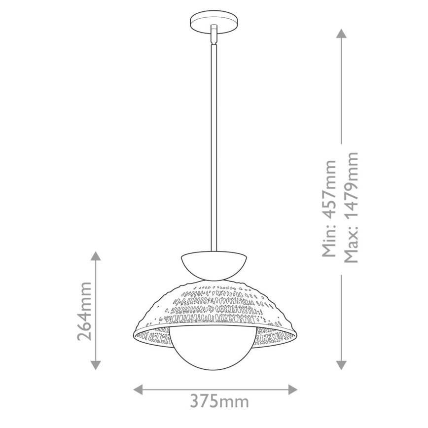 Alora Mood - Lámpara de techo con varilla PERTH 1xE27/60W/230V diámetro 37,5 cm dorada