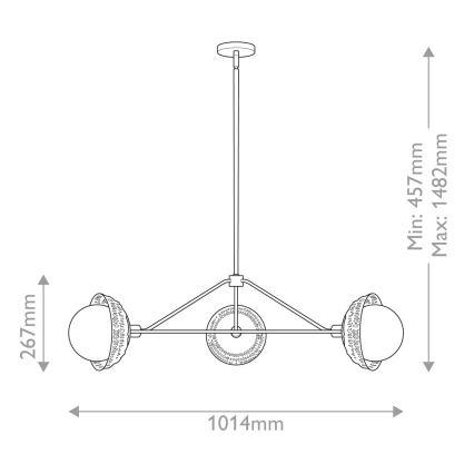 Alora Mood - Lámpara de techo con varilla PERTH 3xE14/40W/230V dorada