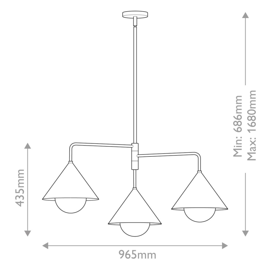 Alora Mood - Lámpara colgante con varilla REMYCK 3xE27/60W/230V dorada