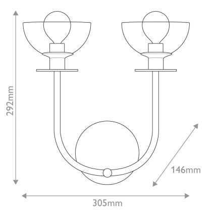 Alora Mood - Aplique de pared SYLVIA 2xE14/40W/230V dorado