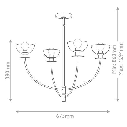 Alora Mood - Lámpara colgante con barra SYLVIA 4xE14/40W/230V dorada
