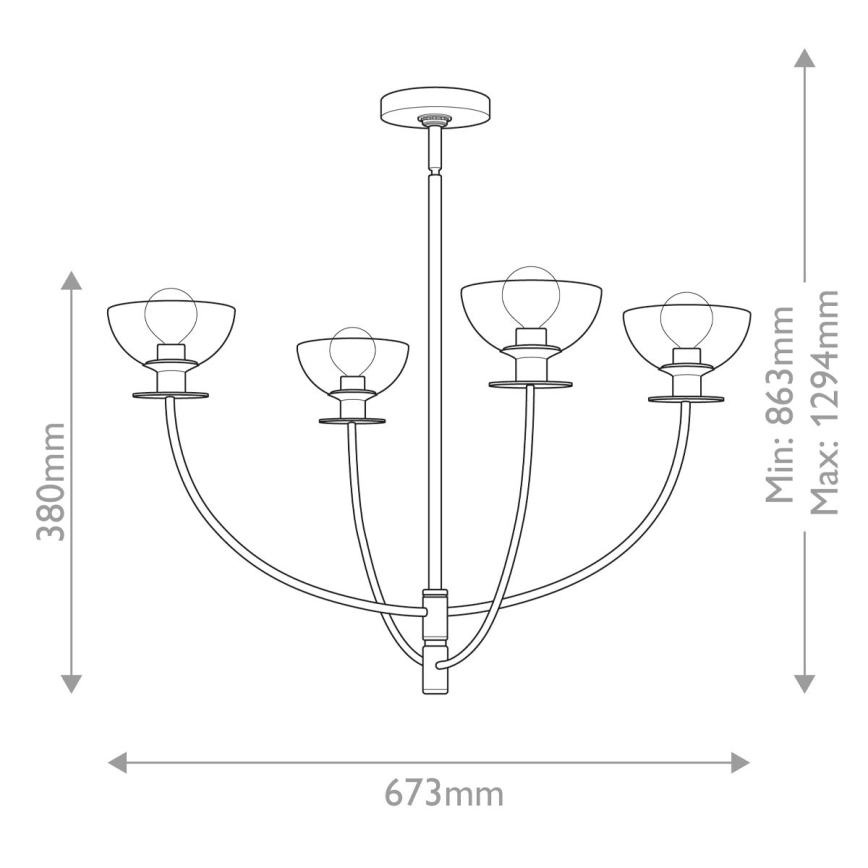 Alora Mood - Lámpara colgante con barra SYLVIA 4xE14/40W/230V dorada