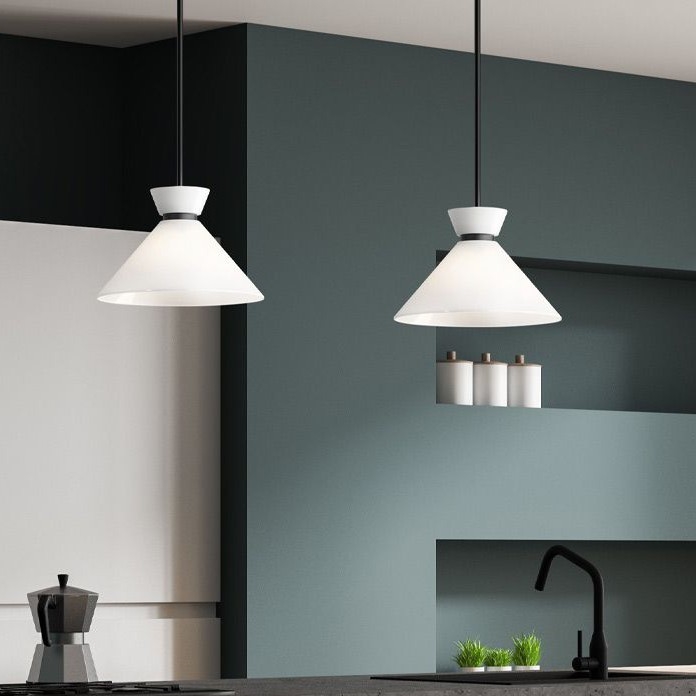 Alora Mood - Lámpara colgante con varilla HALSTON 1xE27/60W/230V negra