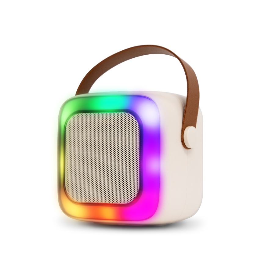 CONNECT IT CSP-1010-BG - Altavoz LED RGB con 2 micrófonos inalámbricos 5W/1200 mAh + 2x 400 mAh crema/dorado