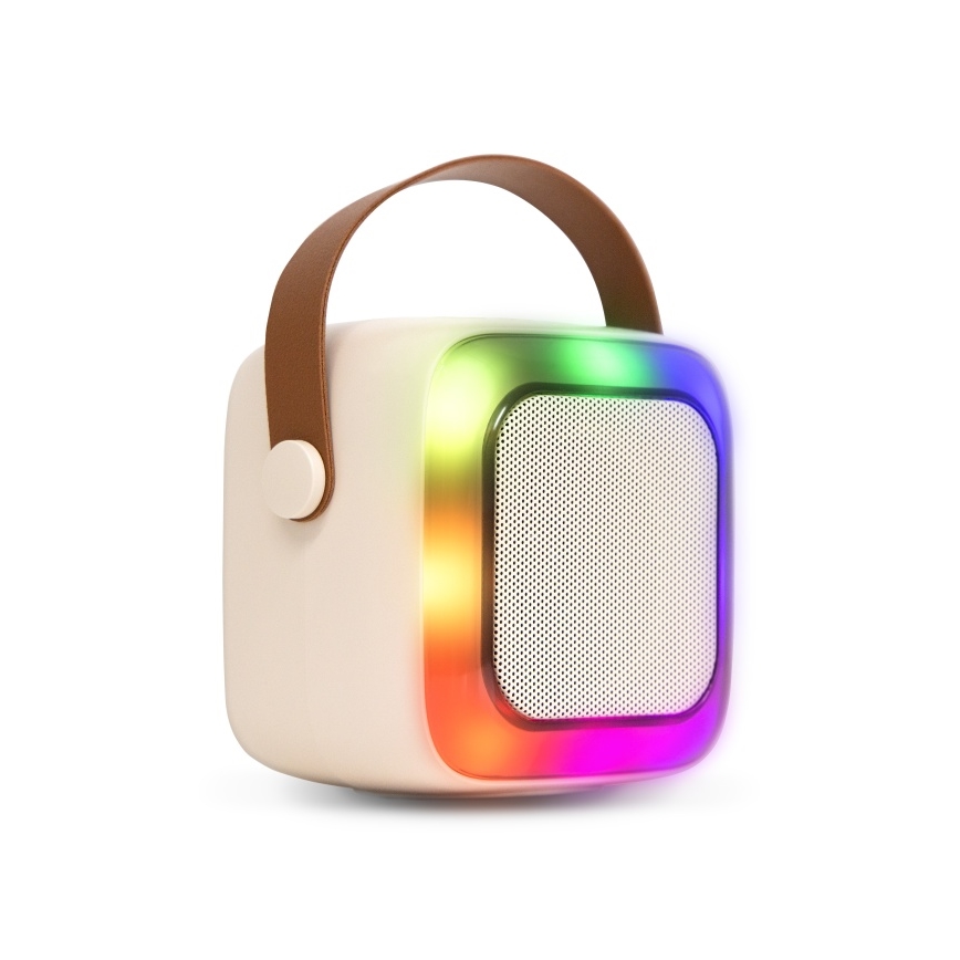 CONNECT IT CSP-1010-BG - Altavoz LED RGB con 2 micrófonos inalámbricos 5W/1200 mAh + 2x 400 mAh crema/dorado