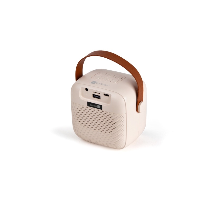 CONNECT IT CSP-1010-BG - Altavoz LED RGB con 2 micrófonos inalámbricos 5W/1200 mAh + 2x 400 mAh crema/dorado