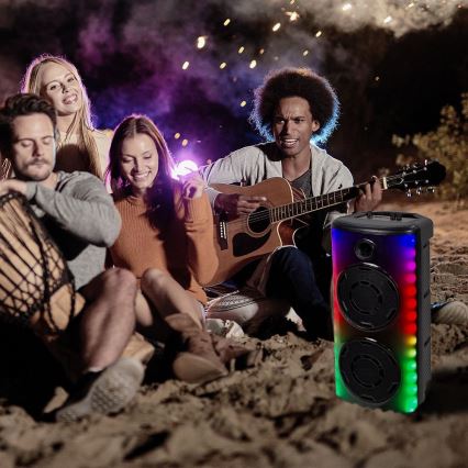 Altavoz LED RGB recargable con un micrófono 600W/2400 mAh + control remoto
