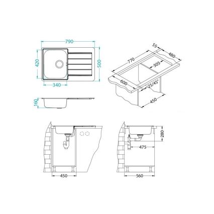 ALVEUS 1069147 - Fregadero de cocina LINE 79x50 cm acero inoxidable/satinado