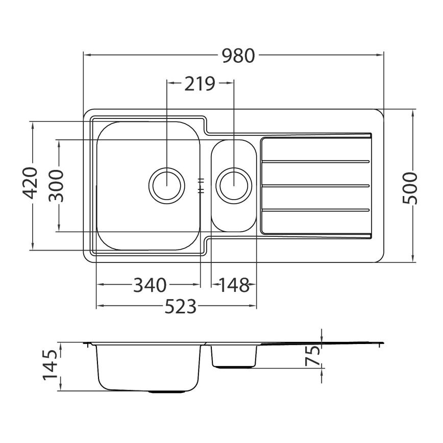ALVEUS 1082440 - Fregadero de cocina LINE 98x50 cm acero inoxidable/satinado