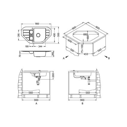 ALVEUS 1090940 - Fregadero de cocina NIAGARA 90x50 cm granito/negro
