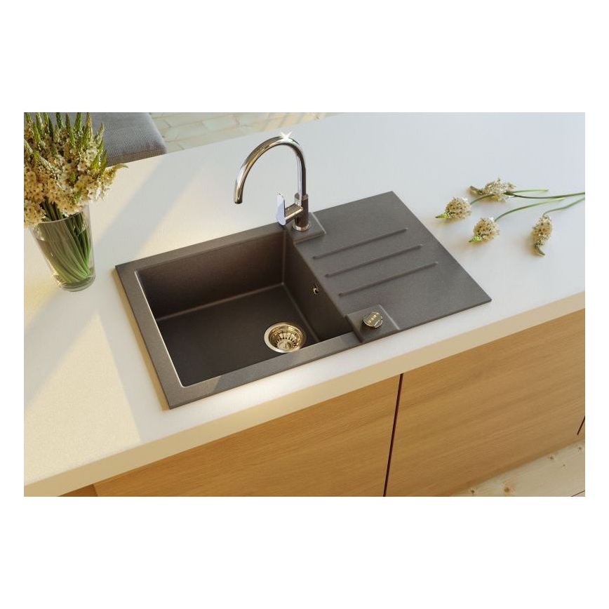 ALVEUS 1090942 - Fregadero de cocina ROCK 78x48 cm granito/negro