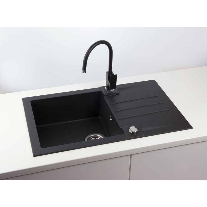 ALVEUS 1090942 - Fregadero de cocina ROCK 78x48 cm granito/negro