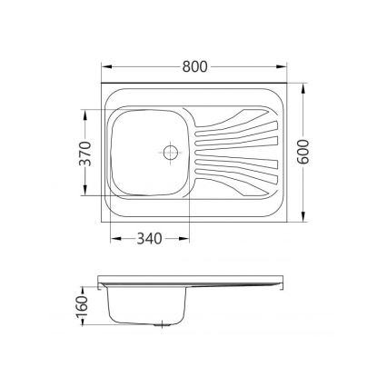 ALVEUS 1095618 - Fregadero de cocina CLASSIC 80x60 cm acero inoxidable satinado sin reborde, reversible