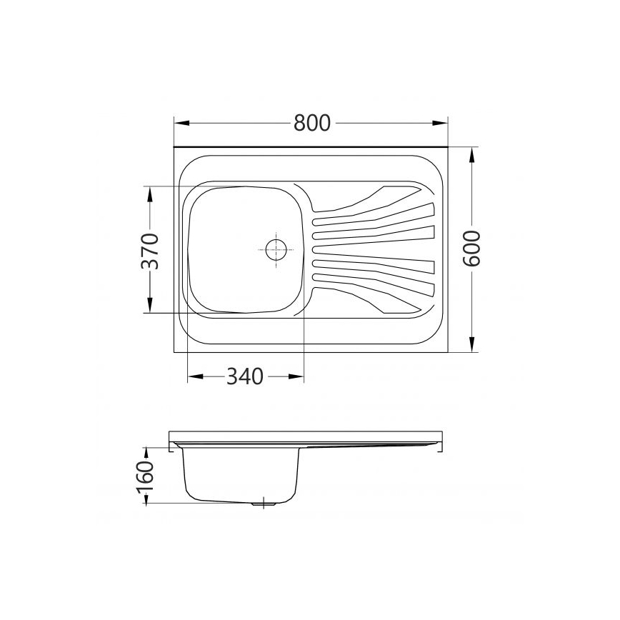 ALVEUS 1095618 - Fregadero de cocina CLASSIC 80x60 cm acero inoxidable satinado sin reborde, reversible