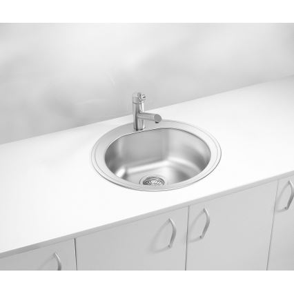 ALVEUS 1116756 - Fregadero de cocina FORM diá. 51 cm acero mate/satin, profundidad 18,5 cm