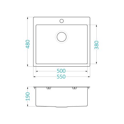 ALVEUS 1124382 - Fregadero de cocina QUARTO 55x48 cm satén