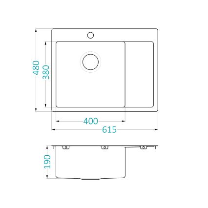 ALVEUS 1124383 - Fregadero de cocina QUARTO 61,5x48 cm satén