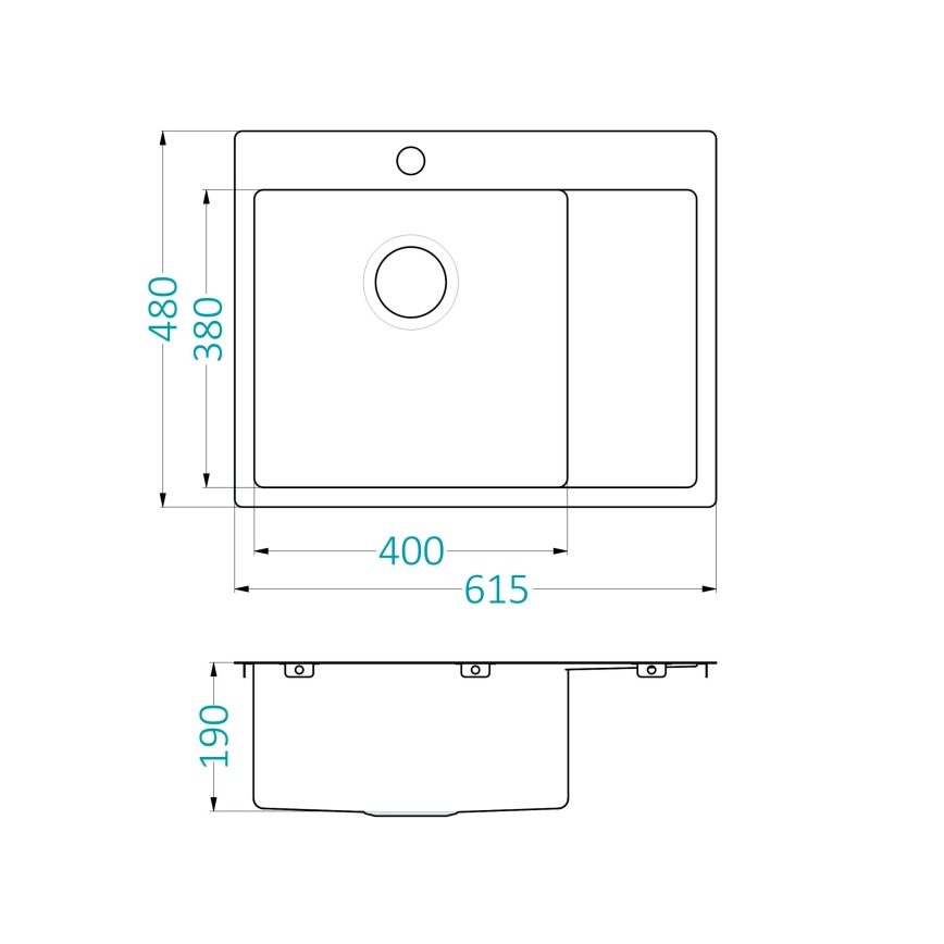ALVEUS 1124383 - Fregadero de cocina QUARTO 61,5x48 cm satén
