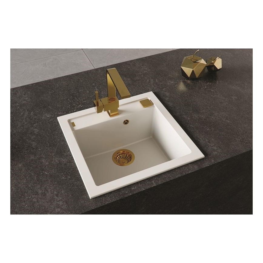ALVEUS 1128395 - Fregadero de cocina FORMIC 52x51 cm granito/blanco
