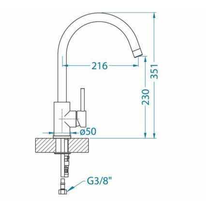 ALVEUS 1129028 - Grifo de fregadero ELZA 35,1 cm  acero inoxidable