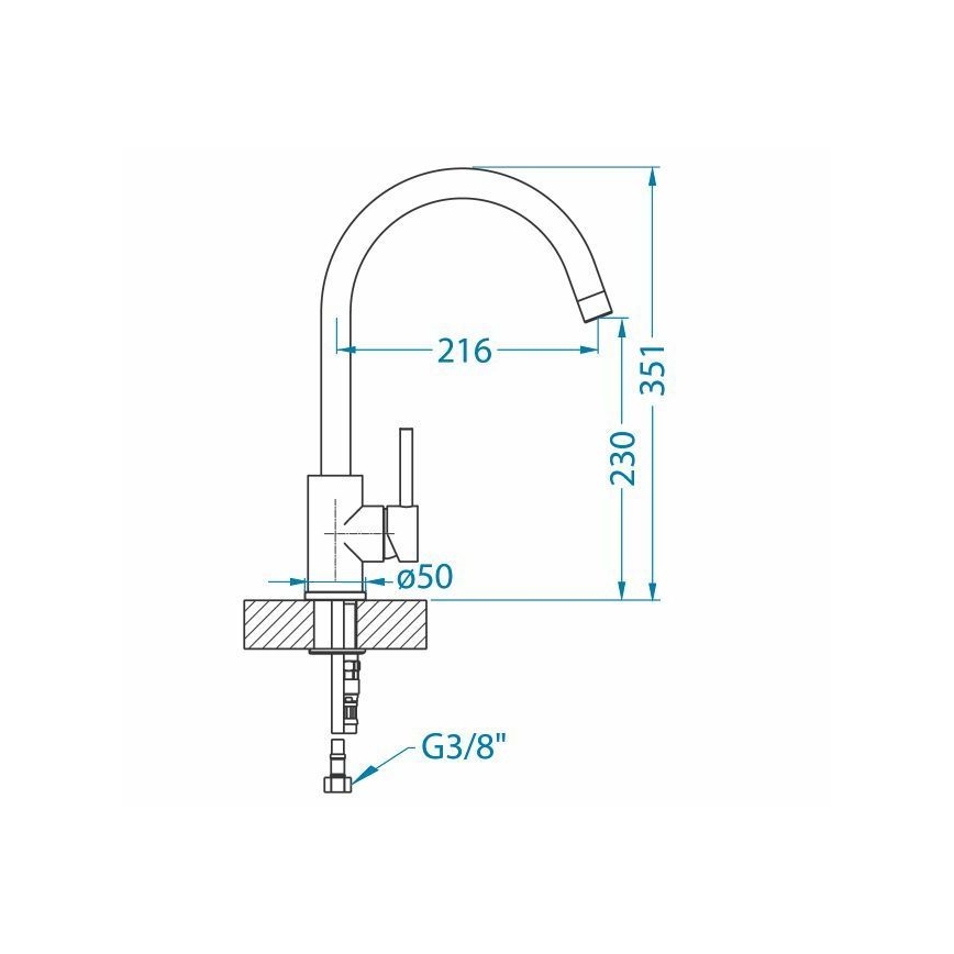 ALVEUS 1129028 - Grifo de fregadero ELZA 35,1 cm  acero inoxidable