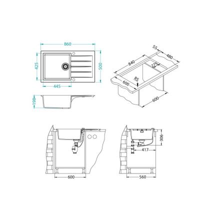 ALVEUS 1132027 - Fregadero de cocina CADIT 86x50 cm granito/blanco
