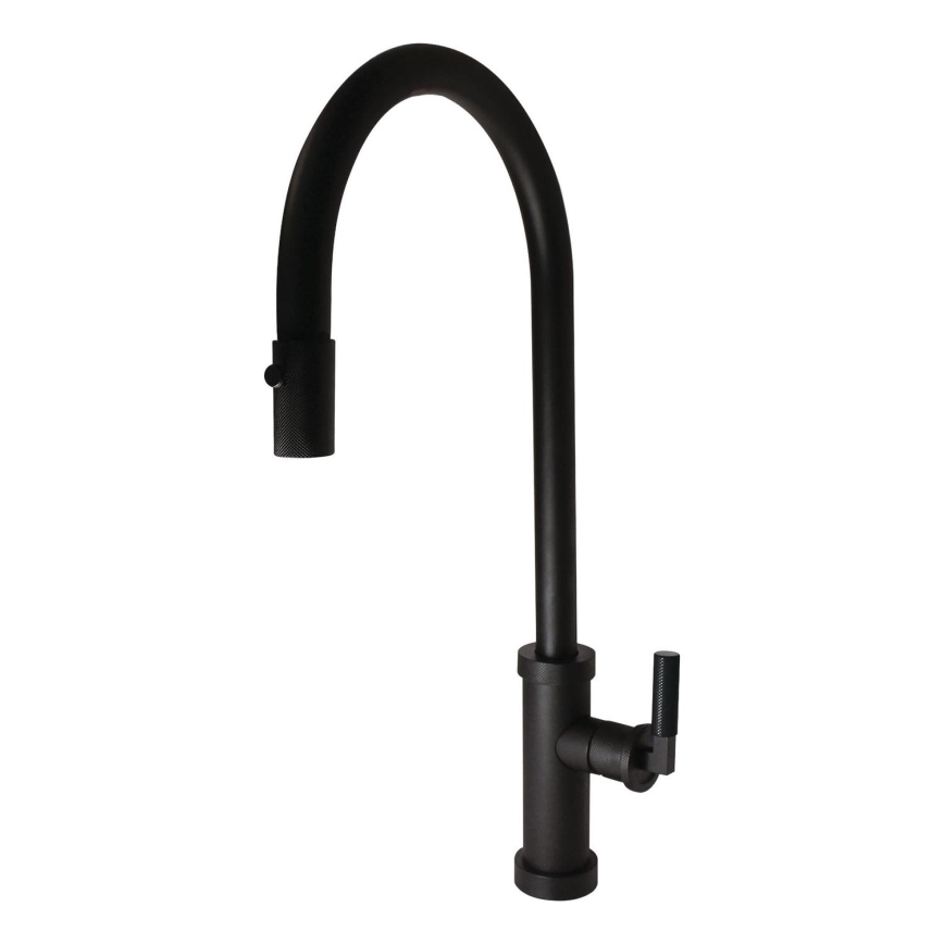 ALVEUS 1132179 - Grifo de fregadero con rociador extraíble NERINA 46,8 cm acero inoxidable/negro