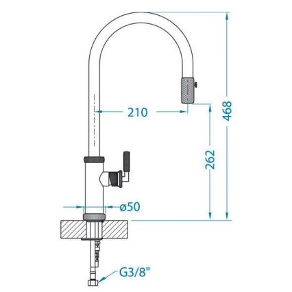 ALVEUS 1132179 - Grifo de fregadero con rociador extraíble NERINA 46,8 cm acero inoxidable/negro
