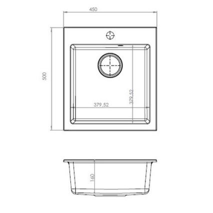 ALVEUS 1133432 - Fregadero de cocina CORTINA 50x45 cm granito/negro