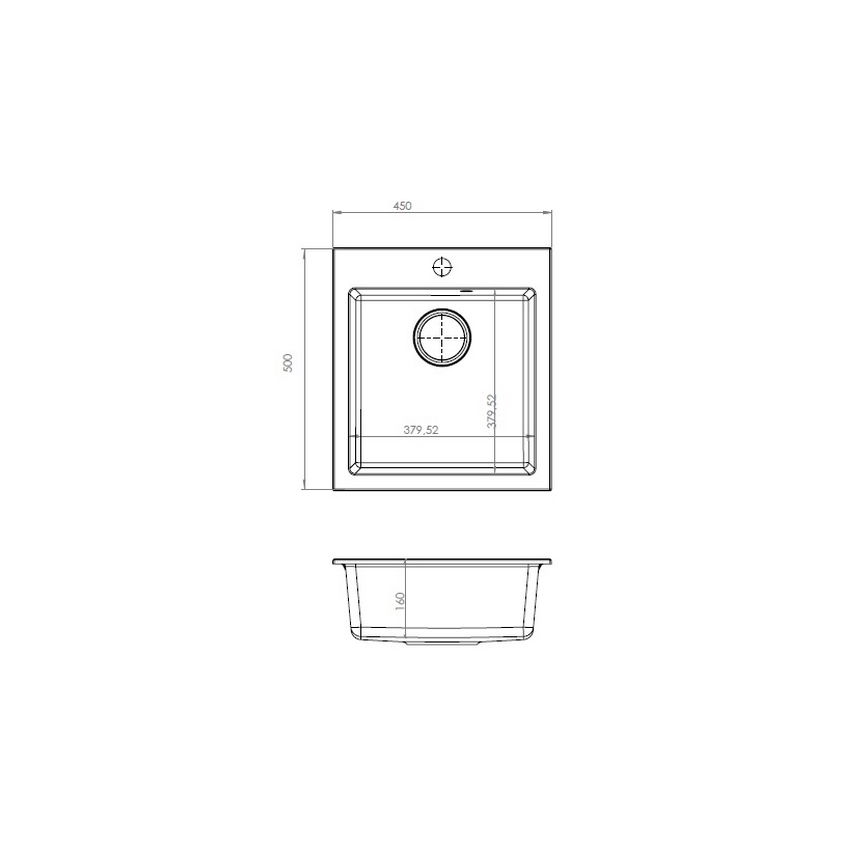 ALVEUS 1133432 - Fregadero de cocina CORTINA 50x45 cm granito/negro