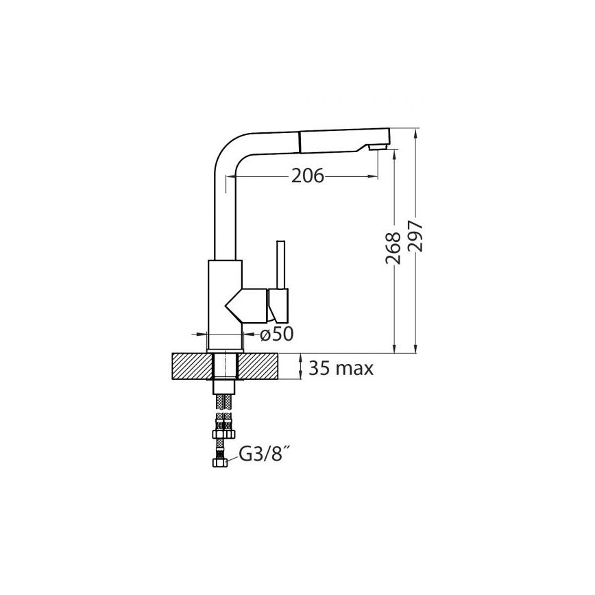 ALVEUS 1135366 - Grifo de fregadero con rociador extraíble SARA 29,7 cm acero inoxidable