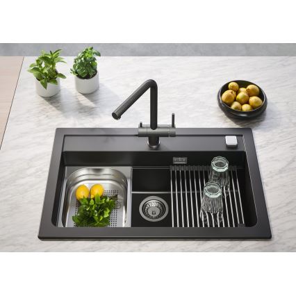 ALVEUS 1139808 - Grifo de fregadero AGUILA 33,3 cm granito/negro
