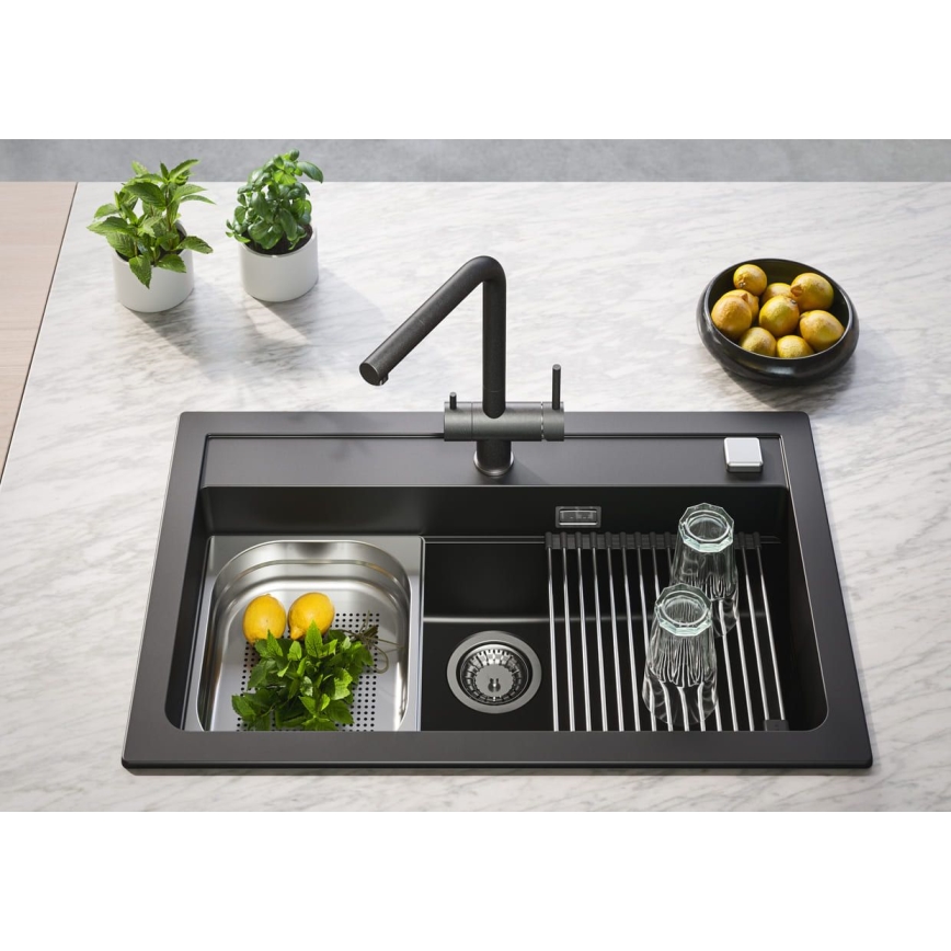 ALVEUS 1139808 - Grifo de fregadero AGUILA 33,3 cm granito/negro