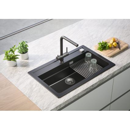 ALVEUS 1139808 - Grifo de fregadero AGUILA 33,3 cm granito/negro