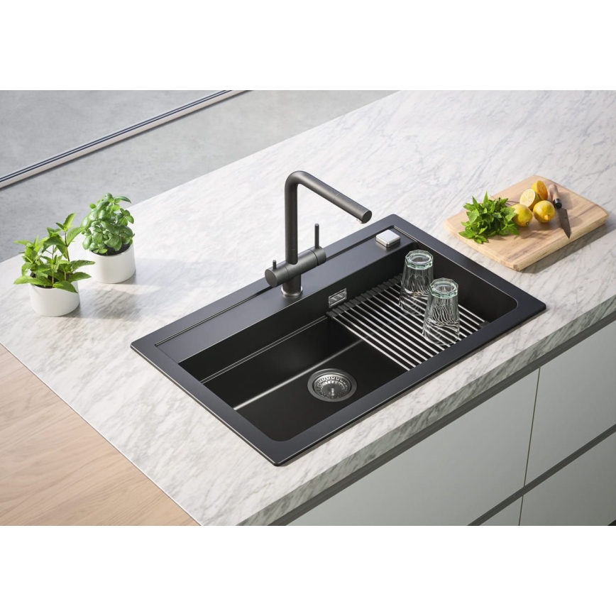 ALVEUS 1139808 - Grifo de fregadero AGUILA 33,3 cm granito/negro