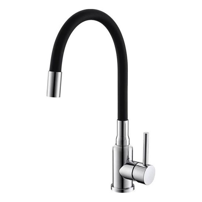ALVEUS 1144427 - Grifo de fregadero con brazo flexible MINTAS 34 cm latón/cromo brillante/negro