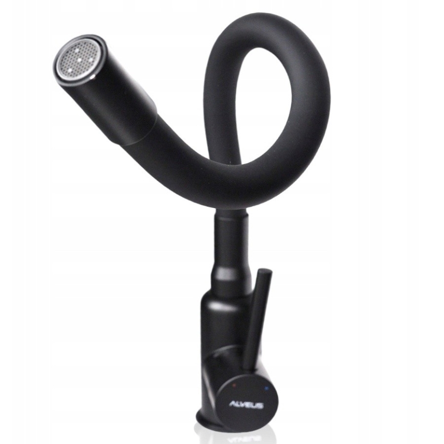 ALVEUS 1144433 - Grifo de fregadero con brazo flexible MINTAS 34 cm latón/mate negro