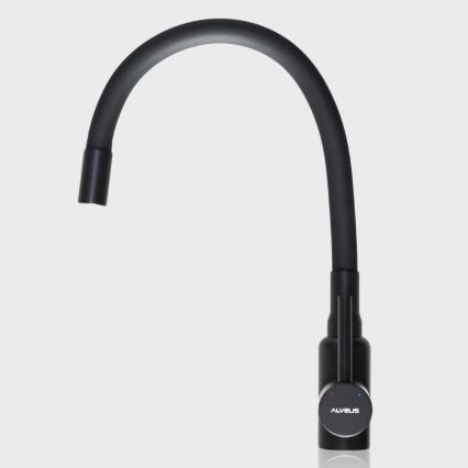 ALVEUS 1144433 - Grifo de fregadero con brazo flexible MINTAS 34 cm latón/mate negro