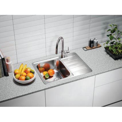 ALVEUS 1144603 - Fregadero de cocina LINE 61,5x50 cm acero mate/satin, sin excéntrica