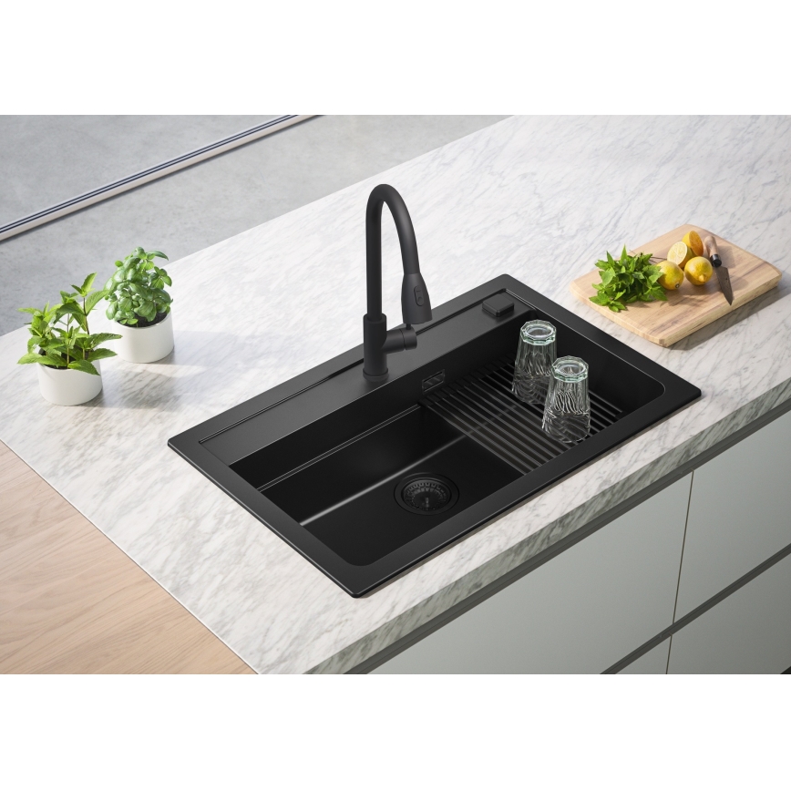 ALVEUS 1148163 - Fregadero de cocina ATROX 79x50 cm granito/negro