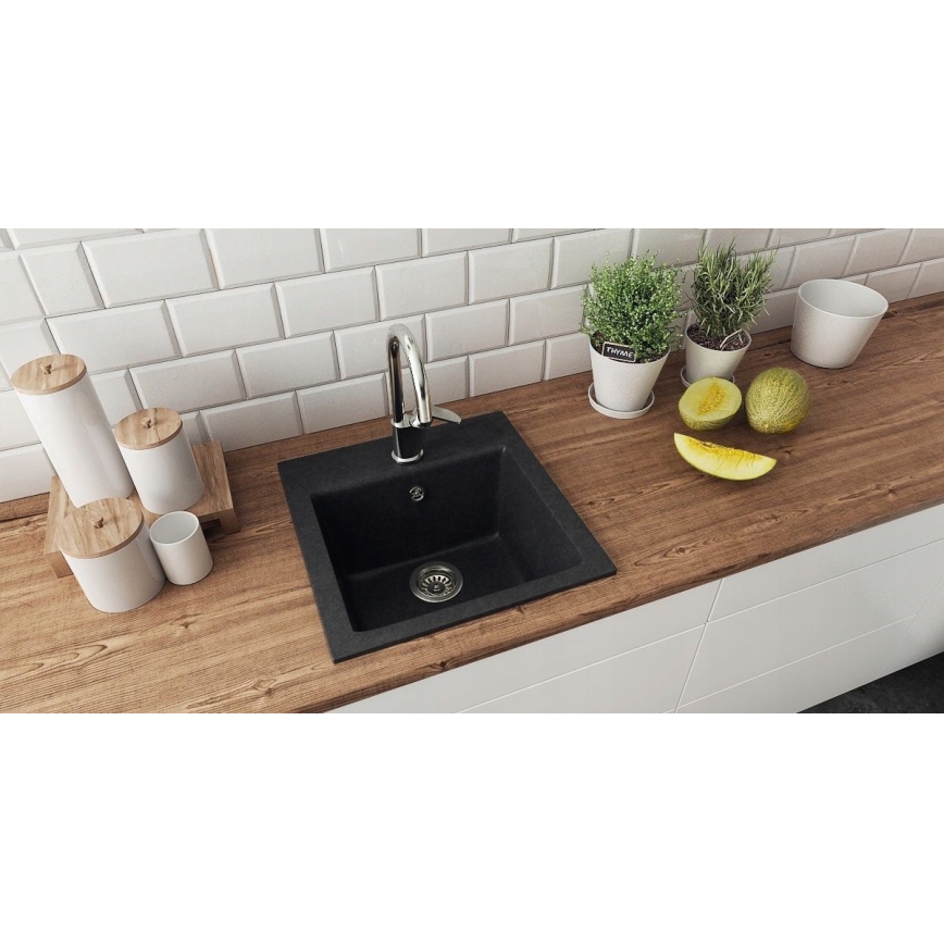 ALVEUS 1149113 - Fregadero de cocina GEM 50x50 cm granito/negro