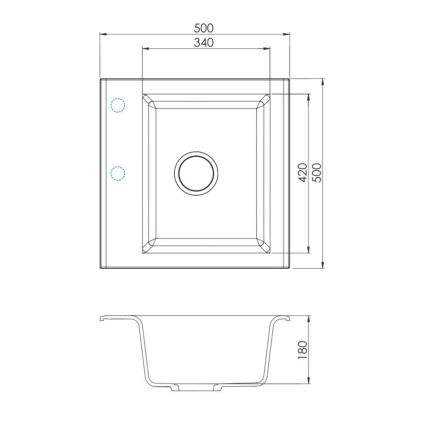 ALVEUS 1149113 - Fregadero de cocina GEM 50x50 cm granito/negro